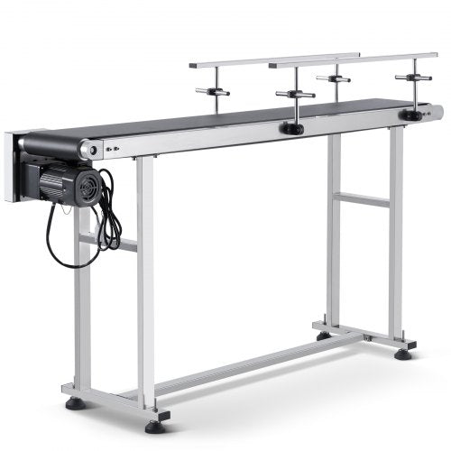 Belt Conveyor, 59 x 7.8 inch Conveyor Table, Heavy Duty Stainless Steel Motorized Belt Conveyor for Inkjet Coding Applications Powered PVC Belt Anti-Static Adjustable Speed (Double Guardrail)