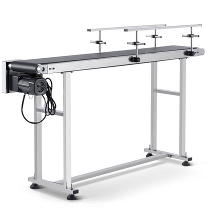 Belt conveyor, 59 x 7.8 inch conveyor table, heavy duty stainless steel Motorized belt conveyor for inkjet coding applications Drive PVC belt Antistatic adjustable speed (double guardrail)