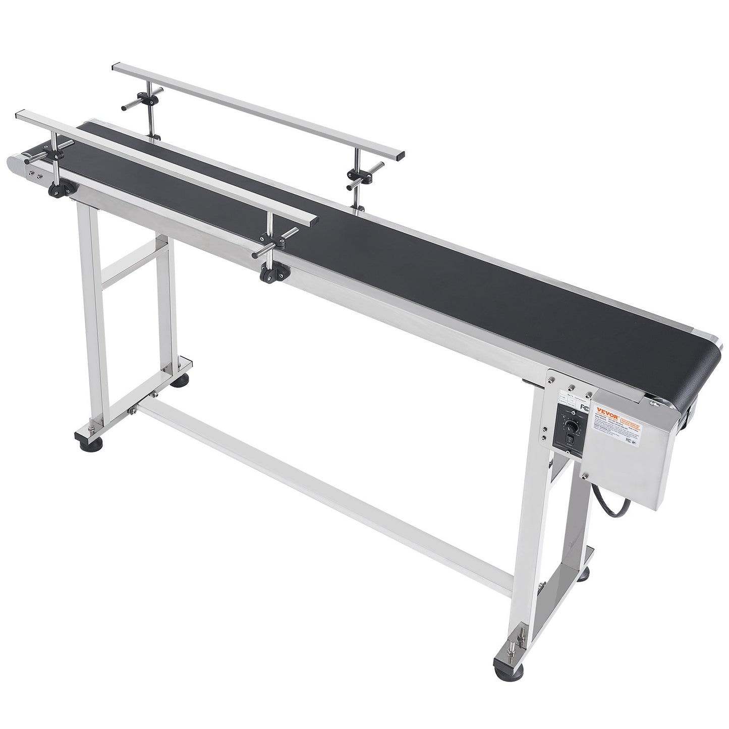 Belt conveyor, 59 x 7.8 inch conveyor table, heavy duty stainless steel Motorized belt conveyor for inkjet coding applications Drive PVC belt Antistatic adjustable speed (double guardrail)