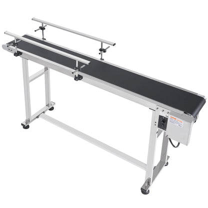 Belt conveyor, 59 x 7.8 inch conveyor table, heavy duty stainless steel Motorized belt conveyor for inkjet coding applications Drive PVC belt Antistatic adjustable speed (double guardrail)