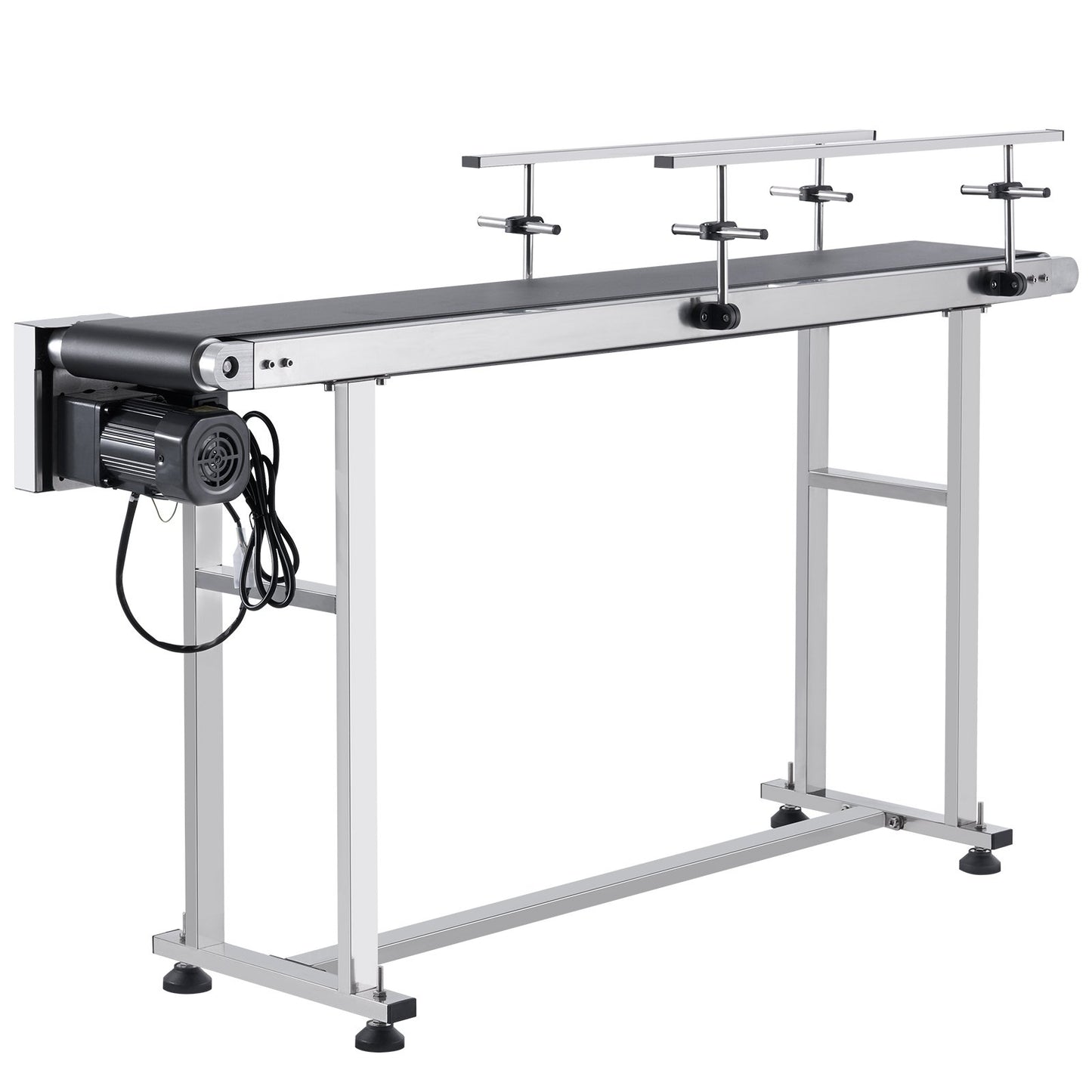 Belt conveyor, 59 x 7.8 inch conveyor table, heavy duty stainless steel Motorized belt conveyor for inkjet coding applications Drive PVC belt Antistatic adjustable speed (double guardrail)