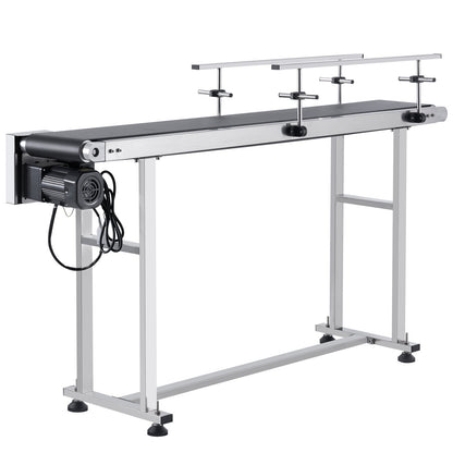 Belt conveyor, 59 x 7.8 inch conveyor table, heavy duty stainless steel Motorized belt conveyor for inkjet coding applications Drive PVC belt Antistatic adjustable speed (double guardrail)