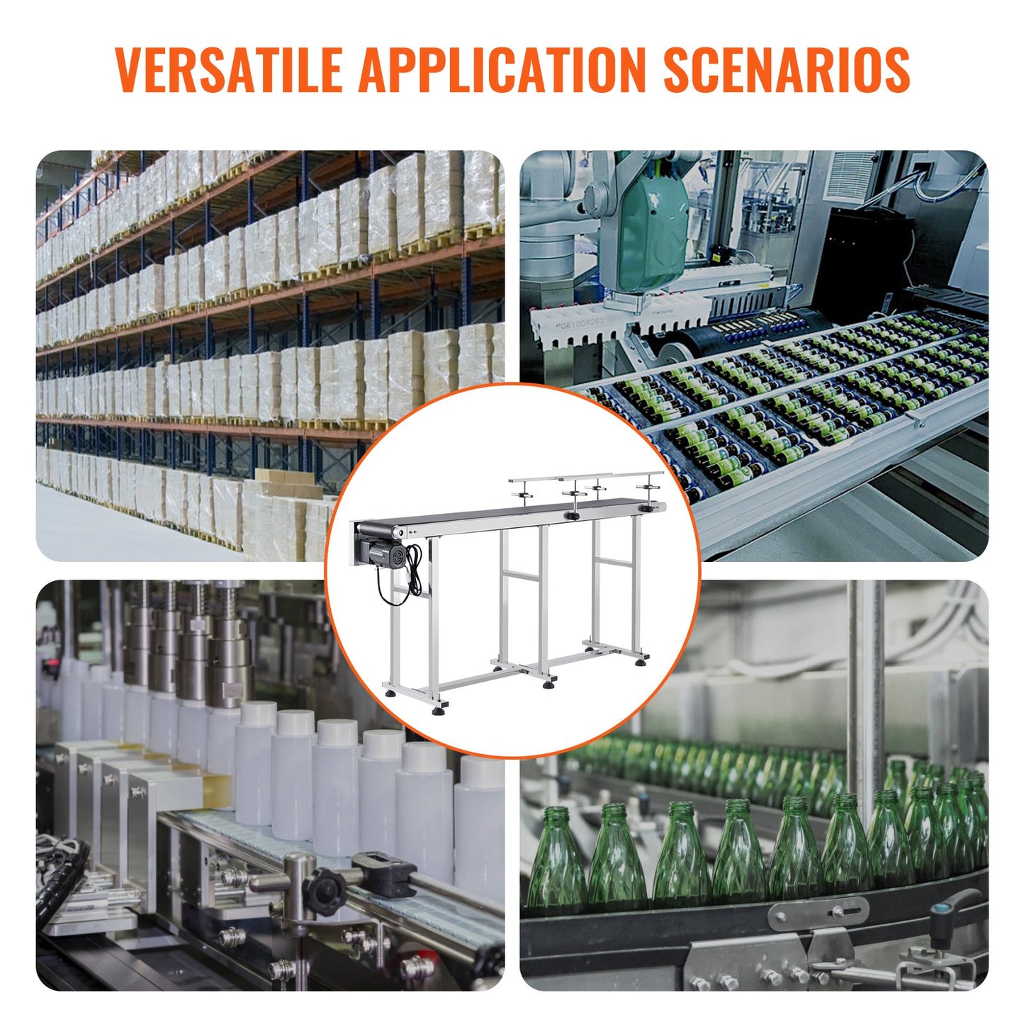 Bandförderer, 71 x 7,8 Zoll Fördertisch, Hochleistungs-Edelstahl-Motorbandförderer für Tintenstrahlcodierungsanwendungen, angetriebenes PVC-Band, antistatisch, einstellbare Geschwindigkeit (doppelte Leitplanke)