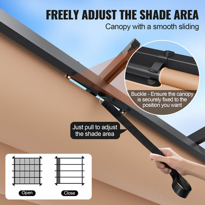 10'x10' einziehbare Pergola für den Außenbereich mit Sonnenschutzdach aus Aluminium in Beige