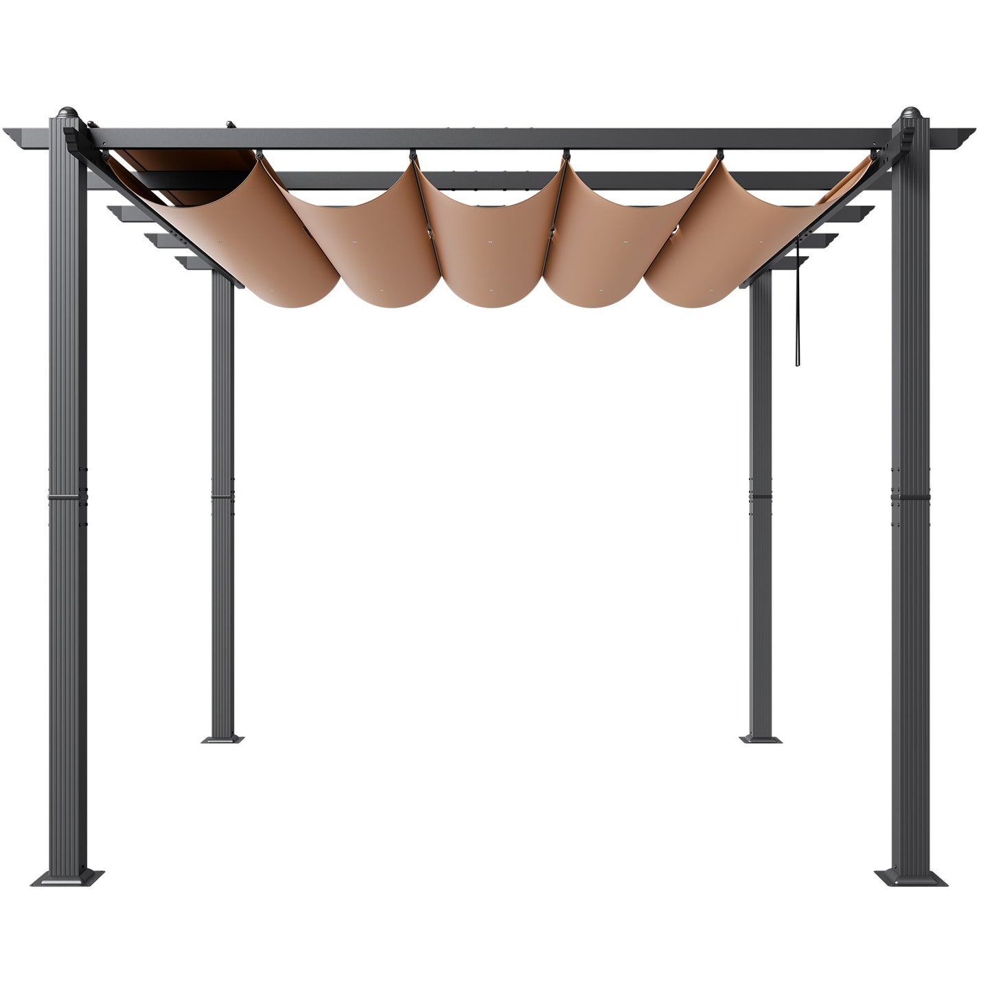 10'x10' einziehbare Pergola für den Außenbereich mit Sonnenschutzdach aus Aluminium in Beige