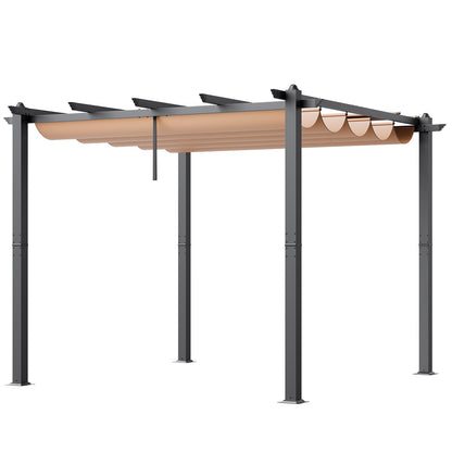 10'x10' einziehbare Pergola für den Außenbereich mit Sonnenschutzdach aus Aluminium in Beige