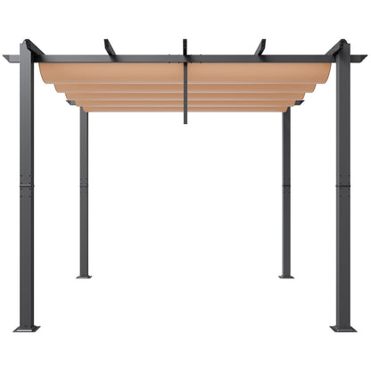 10'x10' einziehbare Pergola für den Außenbereich mit Sonnenschutzdach aus Aluminium in Beige