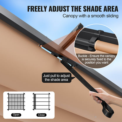 10'x10' einziehbare Pergola für den Außenbereich mit Sonnenschutzdach aus Aluminium in Beige