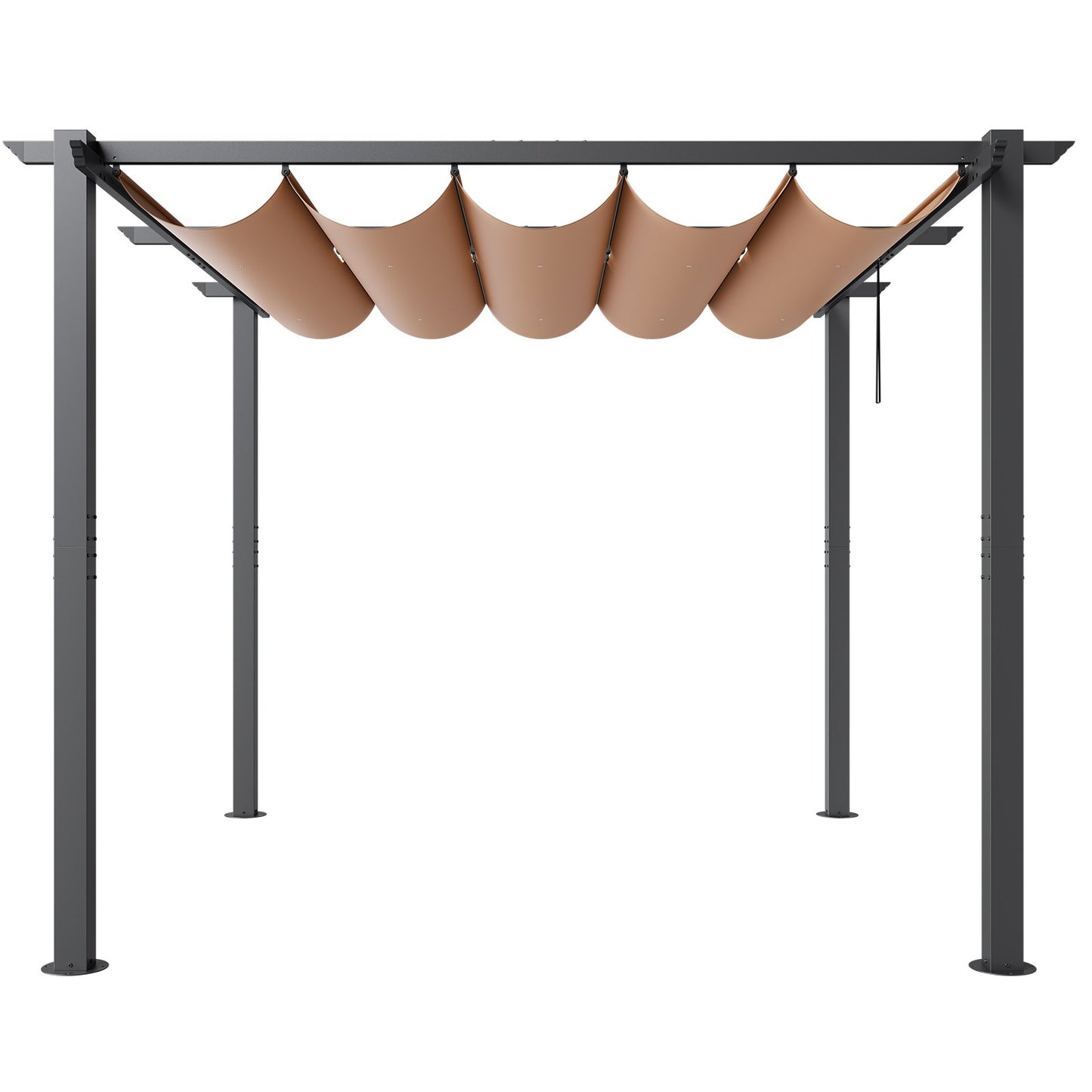 10'x10' einziehbare Pergola für den Außenbereich mit Sonnenschutzdach aus Aluminium in Beige