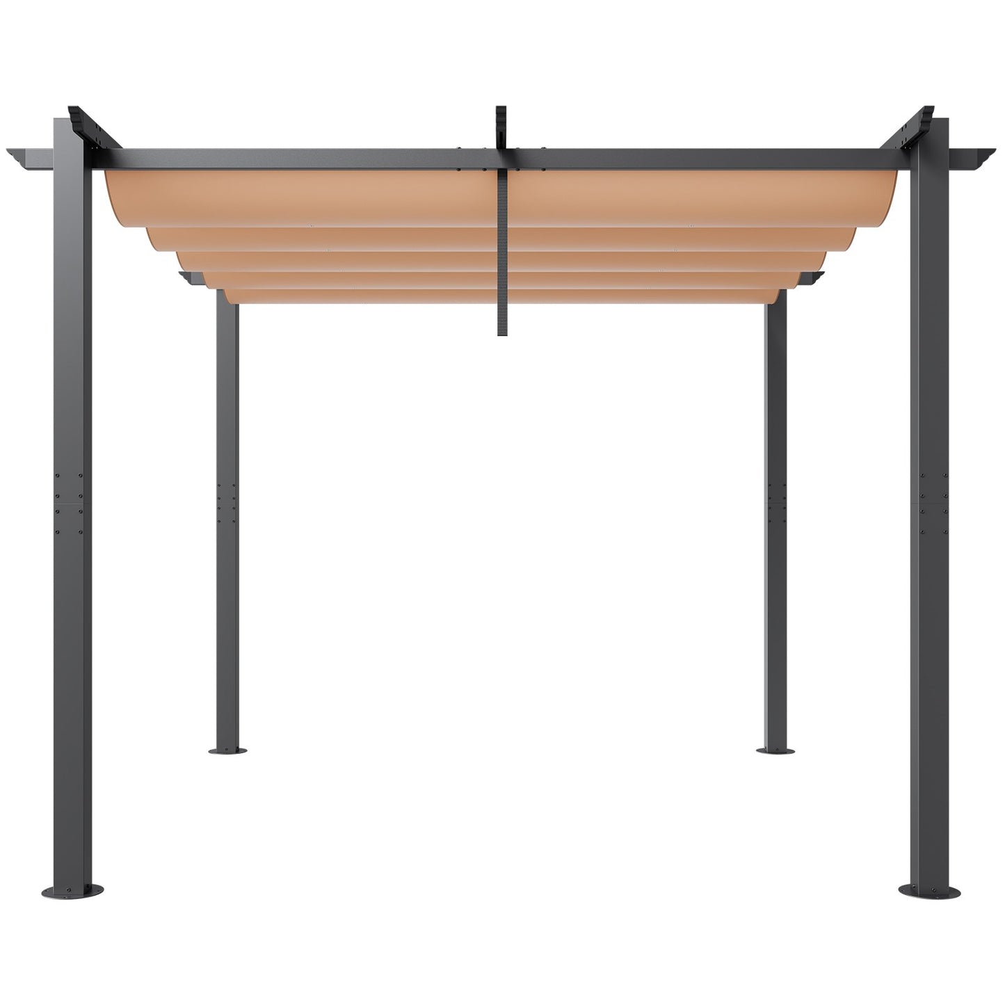 10'x10' einziehbare Pergola für den Außenbereich mit Sonnenschutzdach aus Aluminium in Beige