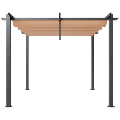 10'x10' einziehbare Pergola für den Außenbereich mit Sonnenschutzdach aus Aluminium in Beige