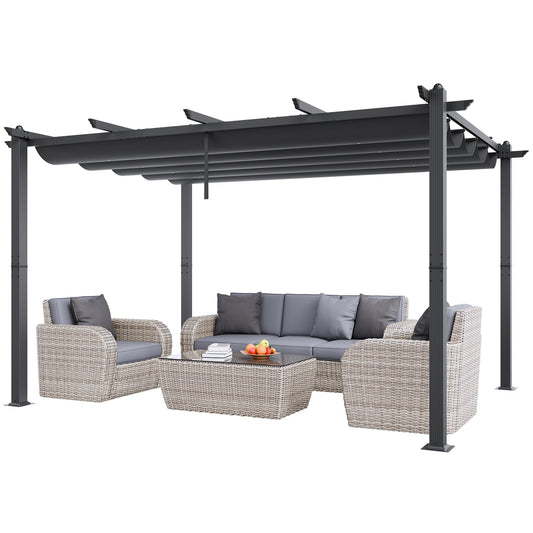10'x13' einziehbare Pergola für den Außenbereich mit Sonnenschutzdach, Aluminiumgrau