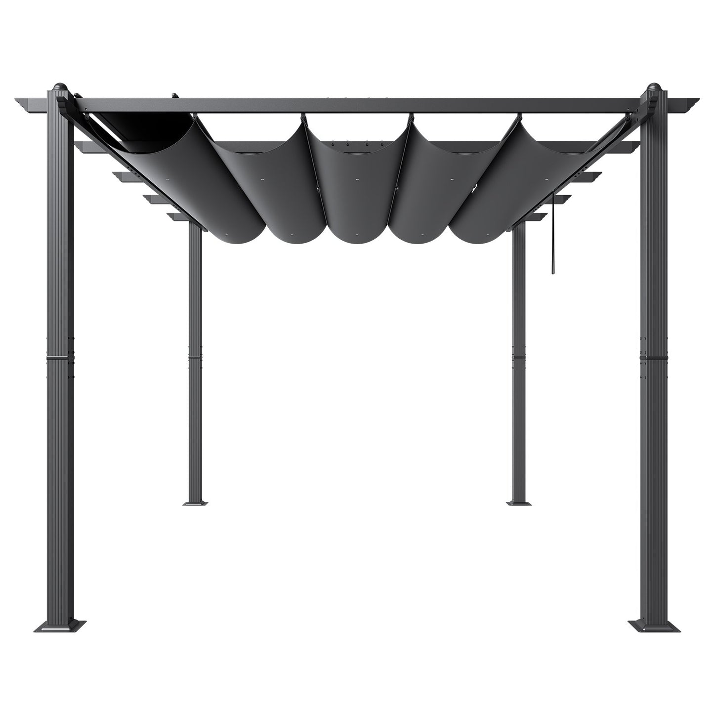 10'x13' einziehbare Pergola für den Außenbereich mit Sonnenschutzdach, Aluminiumgrau