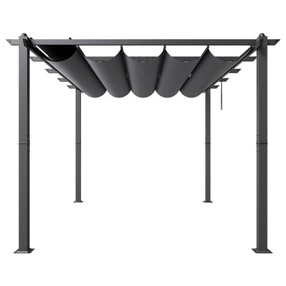 10'x13' einziehbare Pergola für den Außenbereich mit Sonnenschutzdach, Aluminiumgrau