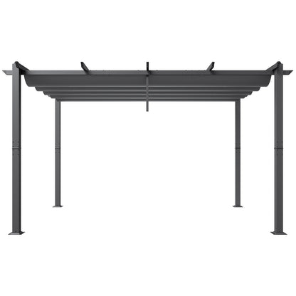 10'x13' einziehbare Pergola für den Außenbereich mit Sonnenschutzdach, Aluminiumgrau
