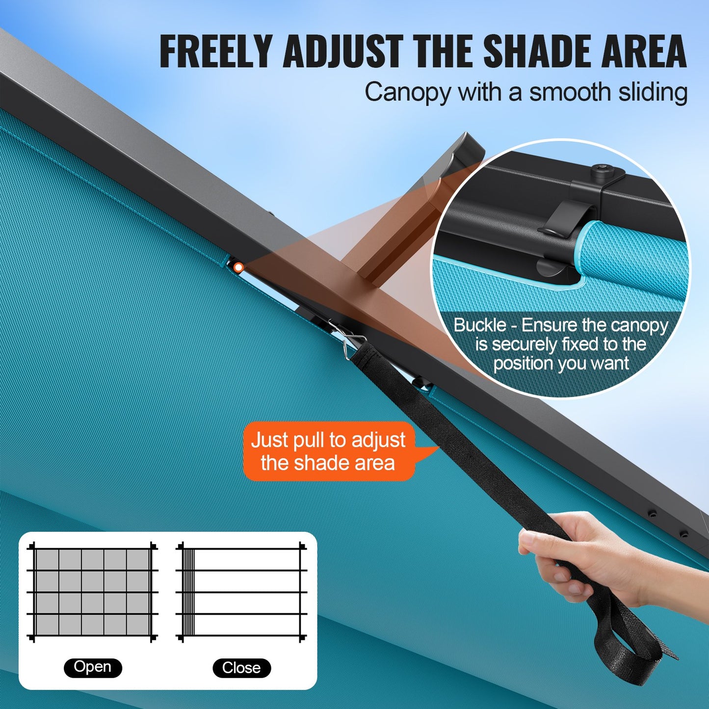 10'x13' einziehbare Pergola für den Außenbereich mit Sonnenschutzdach aus Aluminium