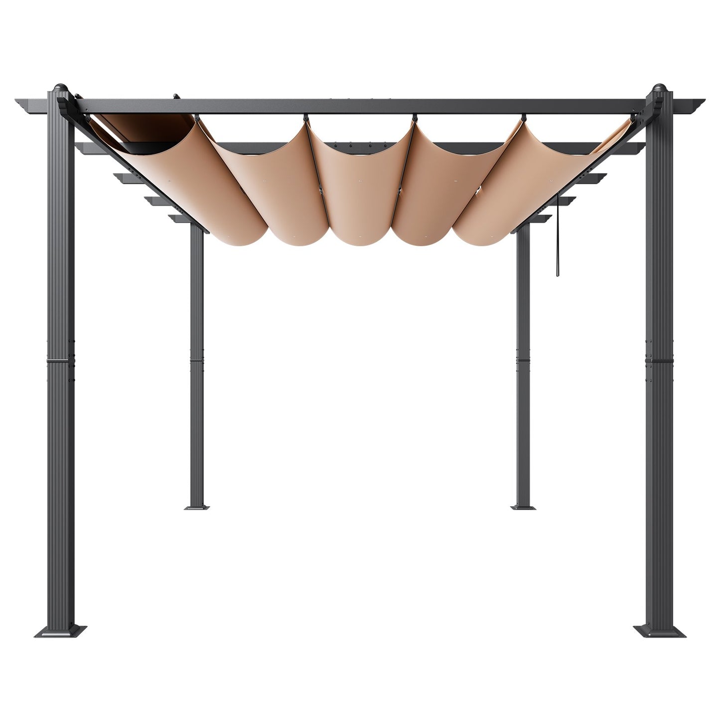 10'x13' einziehbare Pergola für den Außenbereich mit Sonnenschutzdach aus Aluminium in Beige