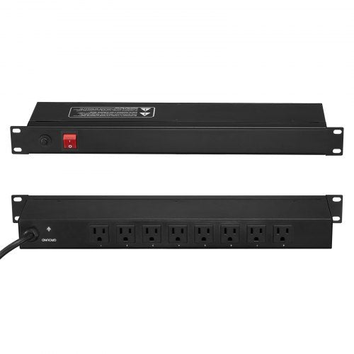 1U PDU, 8 Outlets, Rack Mount Power Strip Fits Standard 19" Server Racks, with Integrated Switch Surge Protection & Overload Protection, 110-125V/15A, Ideal for Home and Office