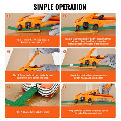 Banding Banding Kit med bandspänningsverktyg, Banding Sealer Tool, 1000 ft längd PET-band, 300 metalltätningar, Pallförpackning Bandning Banding Kit Banding Packaging Banding för packning |  EU
