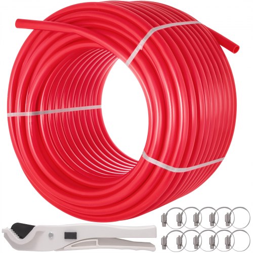 5/8 Inch x 500Ft PEX Tubing Oxygen Barrier O2 EVOH Pex-B Red Radiant Floor Heat Durable Plumbing Flexible for Residential Commercial Radiant Floor Heating Pex Pipe