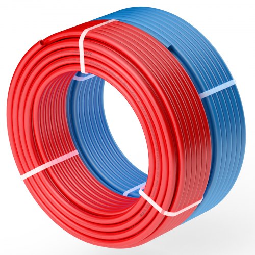 PEX Pipe 1/2 Inch, 2 x 100 Feet Length PEX-A Flexible Pipe Tubing for Potable Water, Pex Water Lines for Hot/Cold Water & Easily Restore, Plumbing Applications with Free Cutter, Blue & Red