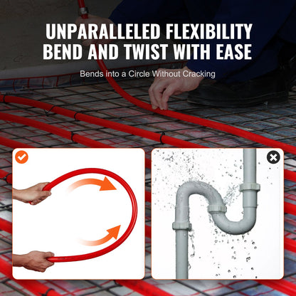 PEX Pipe 1/2 Inch, 2 x 100 Feet Length PEX-A Flexible Pipe Tubing for Potable Water, Pex Water Lines for Hot/Cold Water & Easily Restore, Plumbing Applications with Free Cutter, Blue & Red