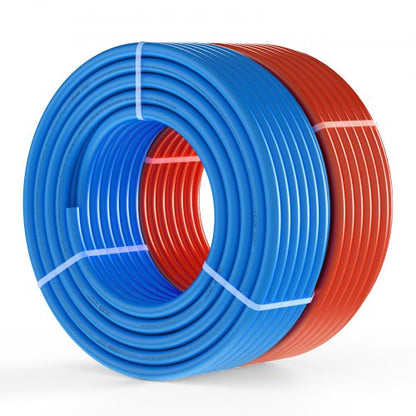 PEX Pipe 3/4 Inch, 2 x 100 Feet Length PEX-A Flexible Pipe Tubing for Potable Water, Pex Water Lines for Hot/Cold Water & Easily Restore, Plumbing Applications with Free Cutter, Blue & Red