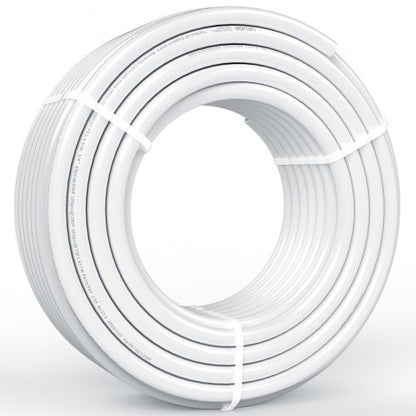 PEX Pipe 3/4 Inch, 100 Feet Length PEX-B Flexible Pipe Tubing for Potable Water, Pex Water Lines for Hot/Cold Water & Easily Restore, Plumbing Applications with Free Cutter & Clamps ,White