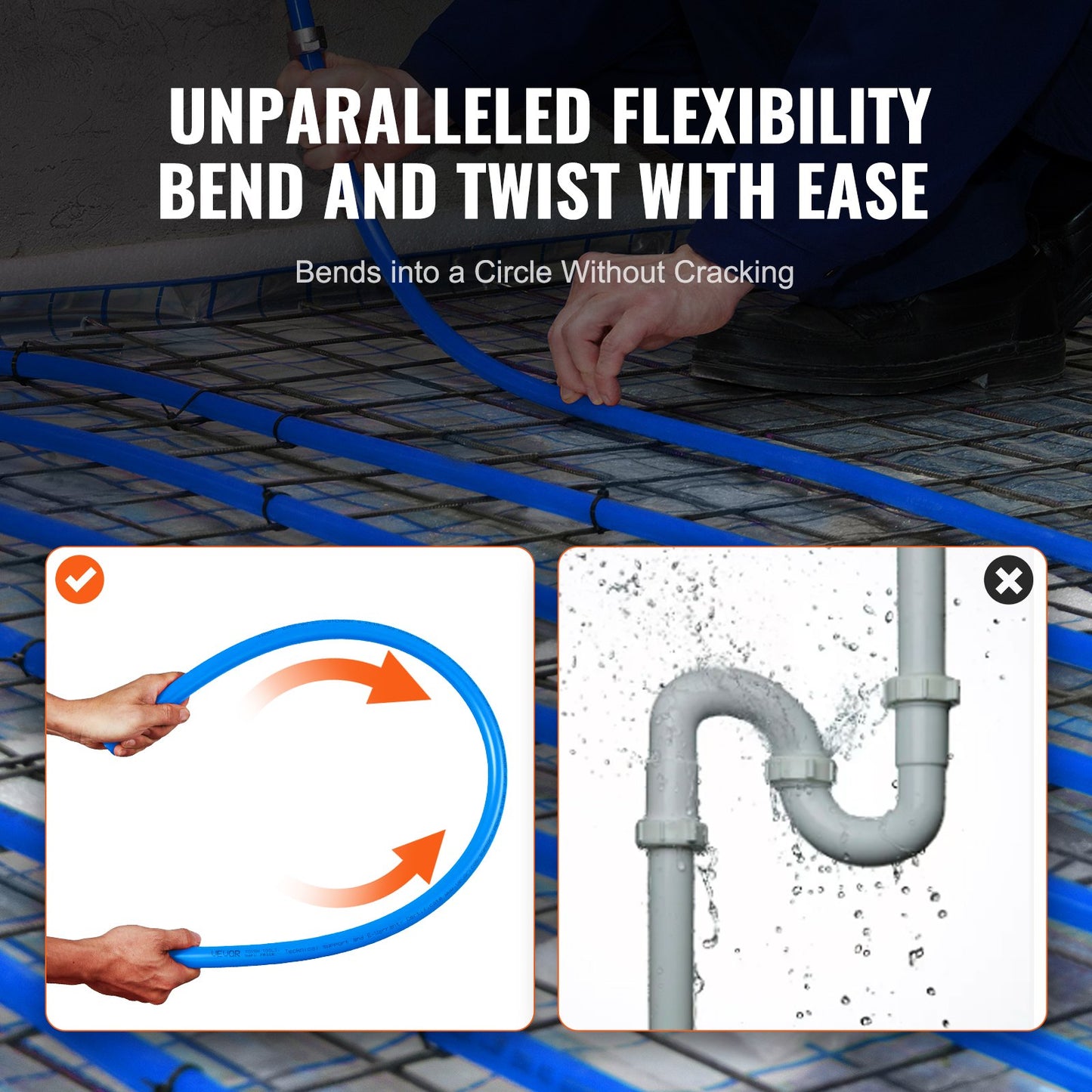 PEX Pipe 3/4 Inch, 100 Feet Length PEX-B Flexible Pipe Tubing for Potable Water, Pex Water Lines for Hot/Cold Water & Easily Restore, Plumbing Applications with Free Cutter & Clamps ,Blue