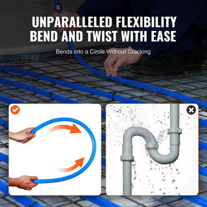 PEX Pipe 3/4 Inch, 100 Feet Length PEX-B Flexible Pipe Tubing for Potable Water, Pex Water Lines for Hot/Cold Water & Easily Restore, Plumbing Applications with Free Cutter & Clamps ,Blue