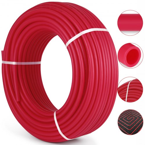 3/4\" X 500Ft PEX Tubing Oxygen Barrier O2 EVOH Pex-B Red Hydronic Radiant Floor Heat Heating System Pex Pipe Pex Tube (3/4\" O2-Barrier, 500Ft/Red)
