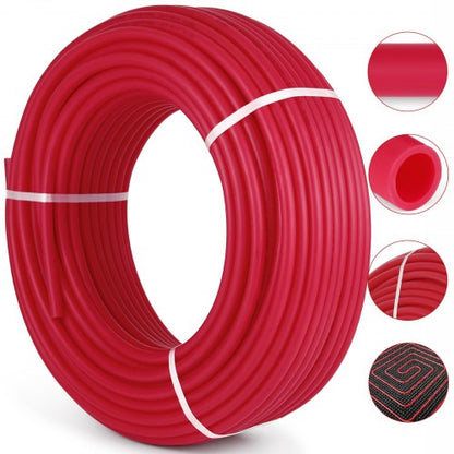 Oxygen Barrier PEX Tubing - 1/2 Inch X 900 Feet Tube Coil - EVOH PEX-B Pipe for Residential Commercial Radiant Floor Heating Pex Pipe (1/2\" O2-Barrier, 900Ft/Red)