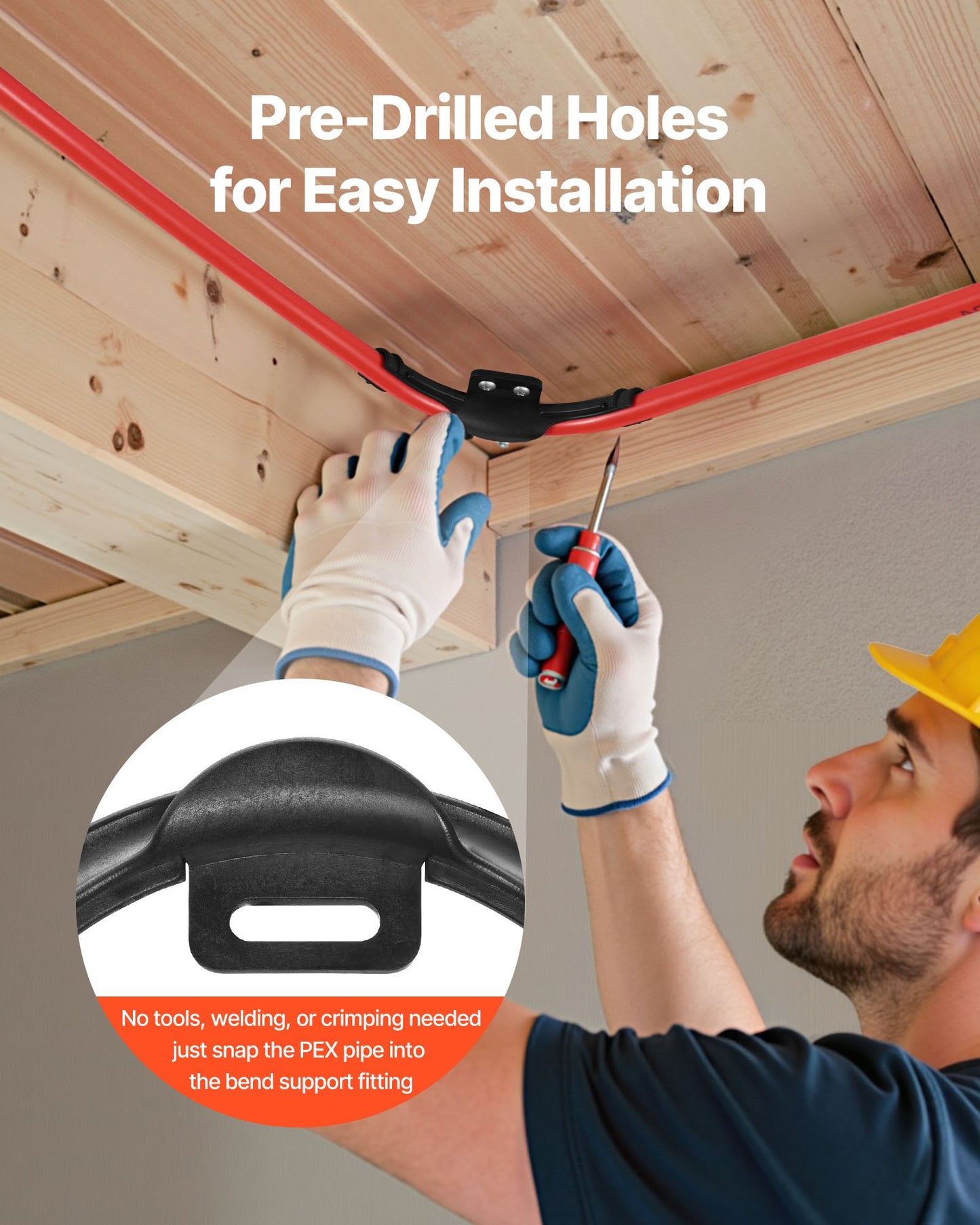 PEX Tubing Bend Support, 20 Packs 90-Degree Elbow Bend Support Compatible with 1/2-inch PEX Pipes, Corrosion & Rust Resistant Pex Clamps Pipe Holder with Nail Tab