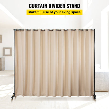 Curtain Divider, 8 x 10 Feet, 4 Rolling Wheels Room Divider, Aluminum Alloy Frame, Blackout Curtain and Portable Oxford Bag Included, Expandable Room Divider for Office, Conference Beige