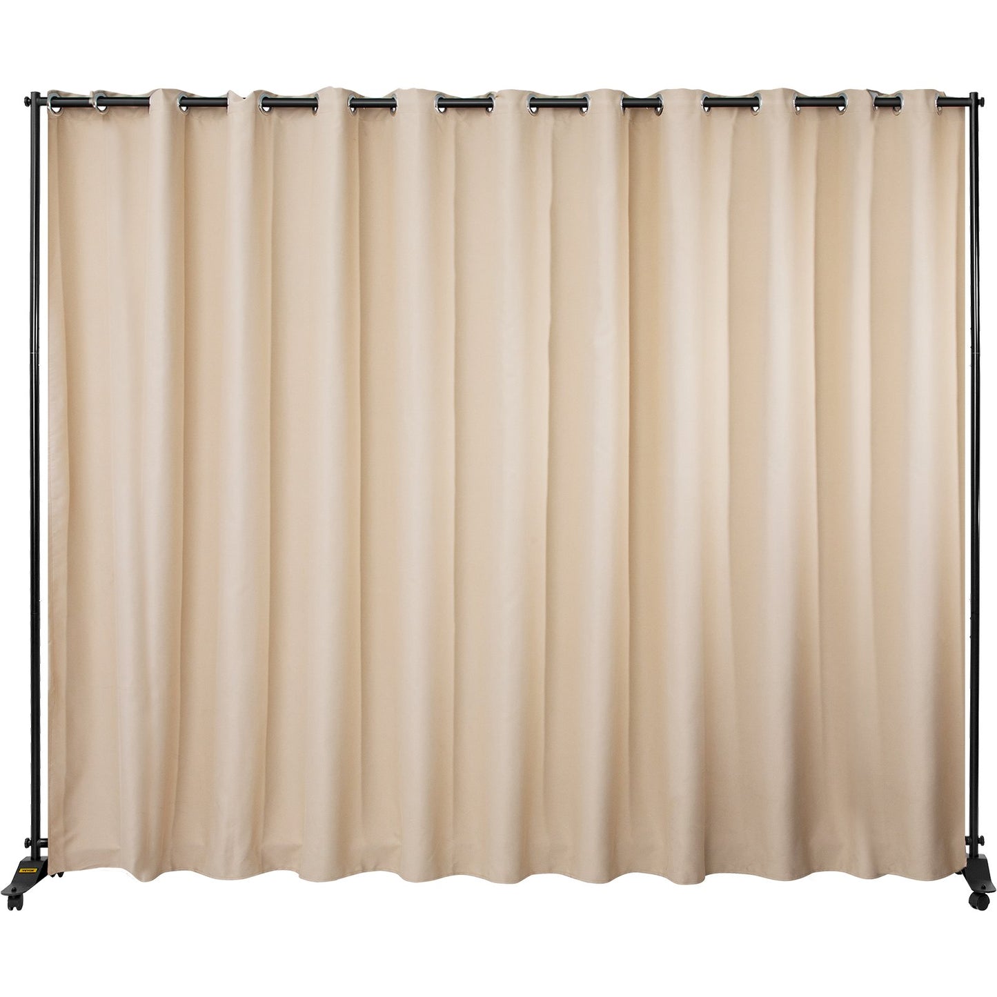 Curtain Divider, 8 x 10 Feet, 4 Rolling Wheels Room Divider, Aluminum Alloy Frame, Blackout Curtain and Portable Oxford Bag Included, Expandable Room Divider for Office, Conference Beige