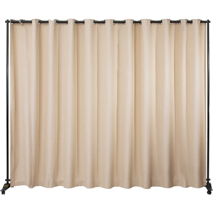 Curtain Divider, 8 x 10 Feet, 4 Rolling Wheels Room Divider, Aluminum Alloy Frame, Blackout Curtain and Portable Oxford Bag Included, Expandable Room Divider for Office, Conference Beige