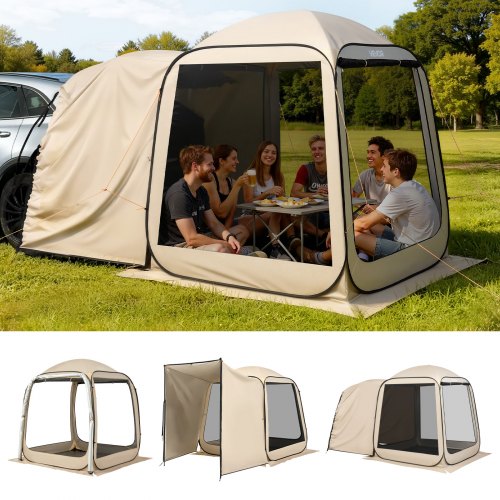 Screen House Tent, 10 x 9.2 ft, 4-8 Person Pop Up Screen Tent, Portable Screened in Canopy with Carry Bag, Netting Sides, Ground Stakes, for Garden, Patio, Backyard, Outdoor Activities, Beige