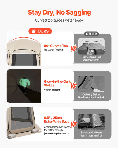 Screen House Tent, 12 x 11 ft, 10-12 Person Pop Up Screen Tent with Extended Awning, Portable Screened in Canopy with Carry Bag, Netting Sides, for Patio, Backyard, and Outdoor Activities, Beige