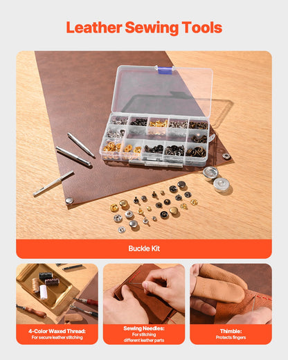Leather Working Tools Kit, 61 PCS Leather Craft Tools with Portable Canvas Storage Bag, Engraving Punching Sewing Stamping Sanding Tools, Ideal for Beginners DIY Enthusiasts and Professionals