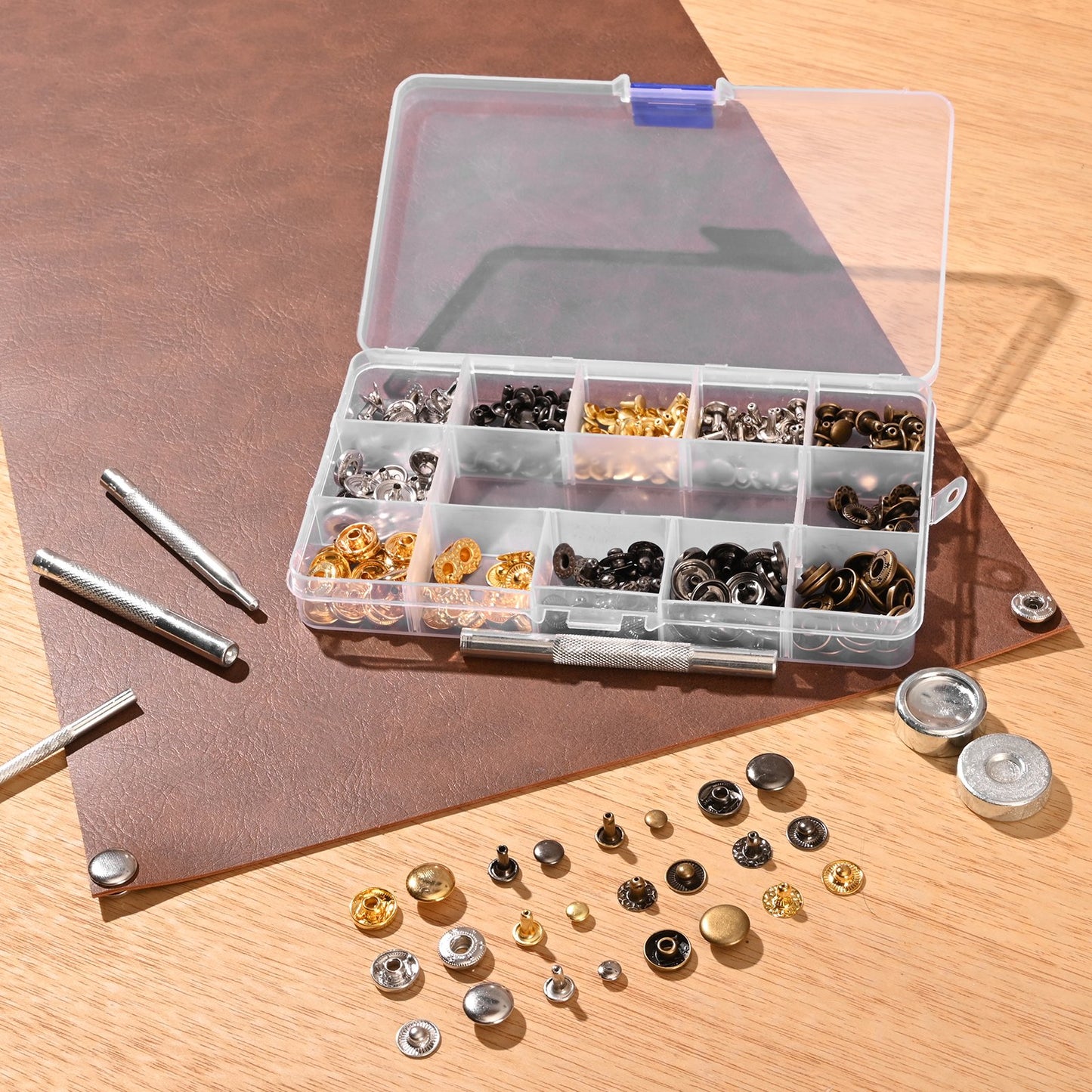 Leather Working Tools Kit, 61 PCS Leather Craft Tools with Portable Canvas Storage Bag, Engraving Punching Sewing Stamping Sanding Tools, Ideal for Beginners DIY Enthusiasts and Professionals