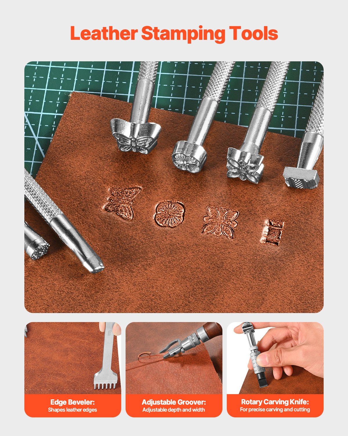 Leather Working Tools Kit, 59 PCS Leather Craft Tools with Portable Canvas Storage Bag, Engraving Punching Sewing Stamping Sanding Tools, Ideal for Beginners DIY Enthusiasts and Professionals