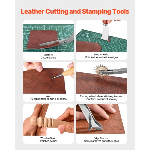 Lederbearbeitungs-Werkzeugset, 72-teilig, Gravur-, Stanz- und Prägewerkzeuge, Nähwerkzeuge | EU