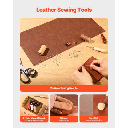 Lederbearbeitungs-Werkzeugset, 72-teilig, Gravur-, Stanz- und Prägewerkzeuge, Nähwerkzeuge | EU