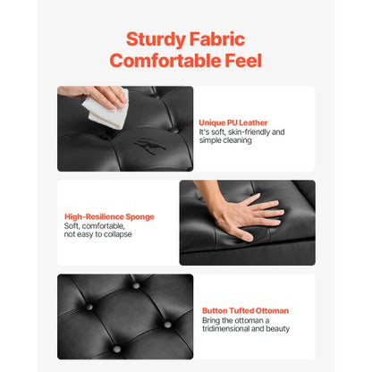 91cm Square Leather Ottoman with Storage Coffee Table for Living Room | EU