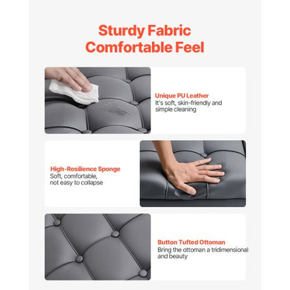 76cm Square Leather Ottoman with Storage Coffee Table for Living Room | EU