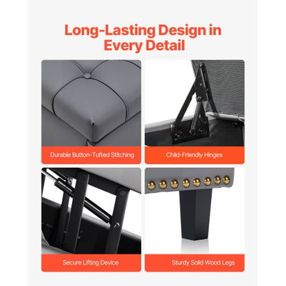 76cm Square Leather Ottoman with Storage Coffee Table for Living Room | EU