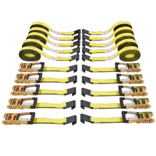 Ratchet Tie Down Straps (10PK), 10000 lb Break Strength, Endless Ratchet with 10 Premium 2" x 30' Tie Downs Heavy Duty, Track Spring Fittings for Moving Securing Cargo, Appliances, Motorcycle