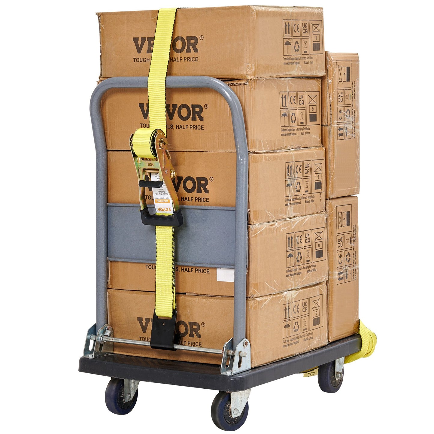 Ratchet Tie Down Straps (10PK), 10000 lb Breaking Strength, Endless Ratchet with 10 Premium 2" x 30" Tie Downs Heavy Duty, Track Spring Fasteners for Moving Secure Cargo, Appliances, Motorcycle