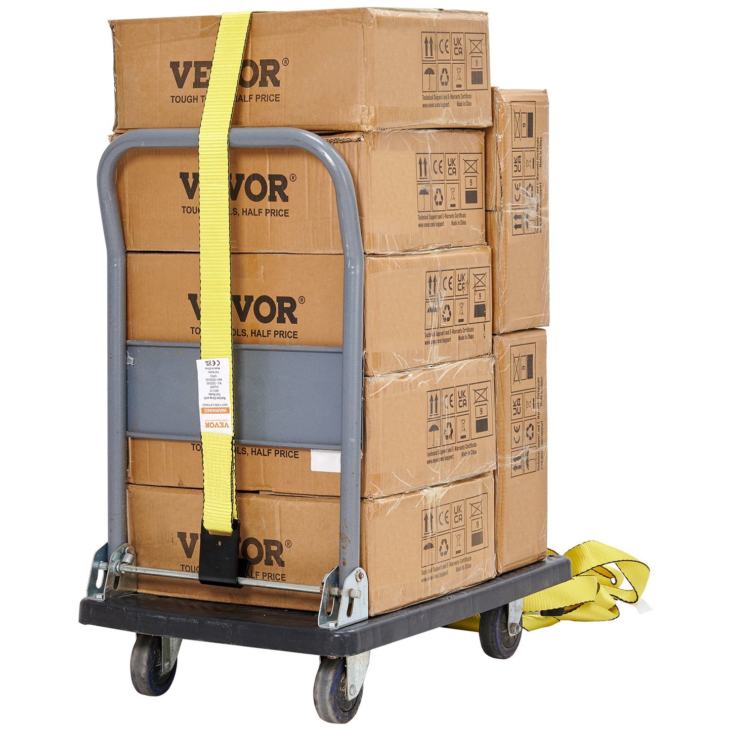 Ratchet Tie Down Straps (10PK), 10000 lb Breaking Strength, Endless Ratchet with 10 Premium 2" x 30" Tie Downs Heavy Duty, Track Spring Fasteners for Moving Secure Cargo, Appliances, Motorcycle