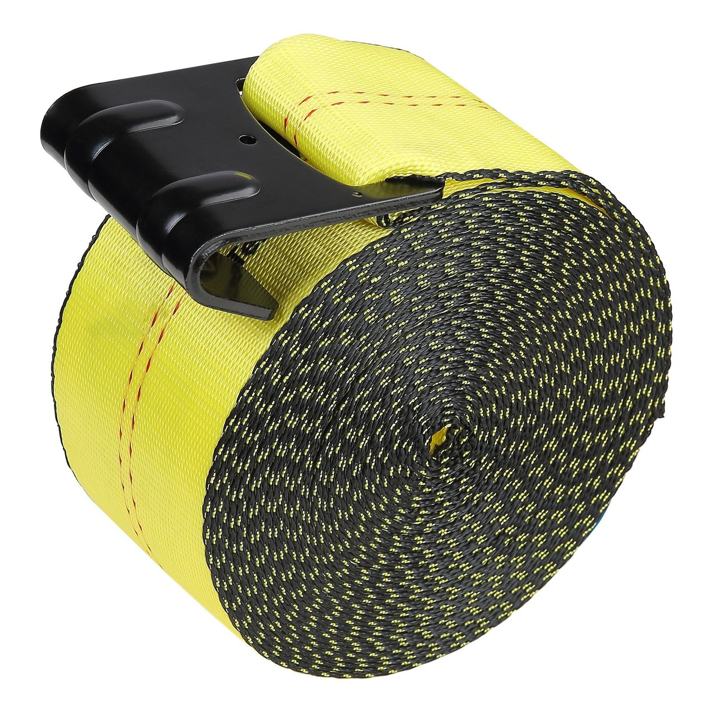 Winch Straps, 4" x 30', 6000 lbs Load Capacity, 18000 lbs Breaking Strength, Flat Hook Truck Straps, Flatbed Tie Down Load Control for Trailers, Farms, Rescues, Tree Rescuers, Yellow (4-Pack)